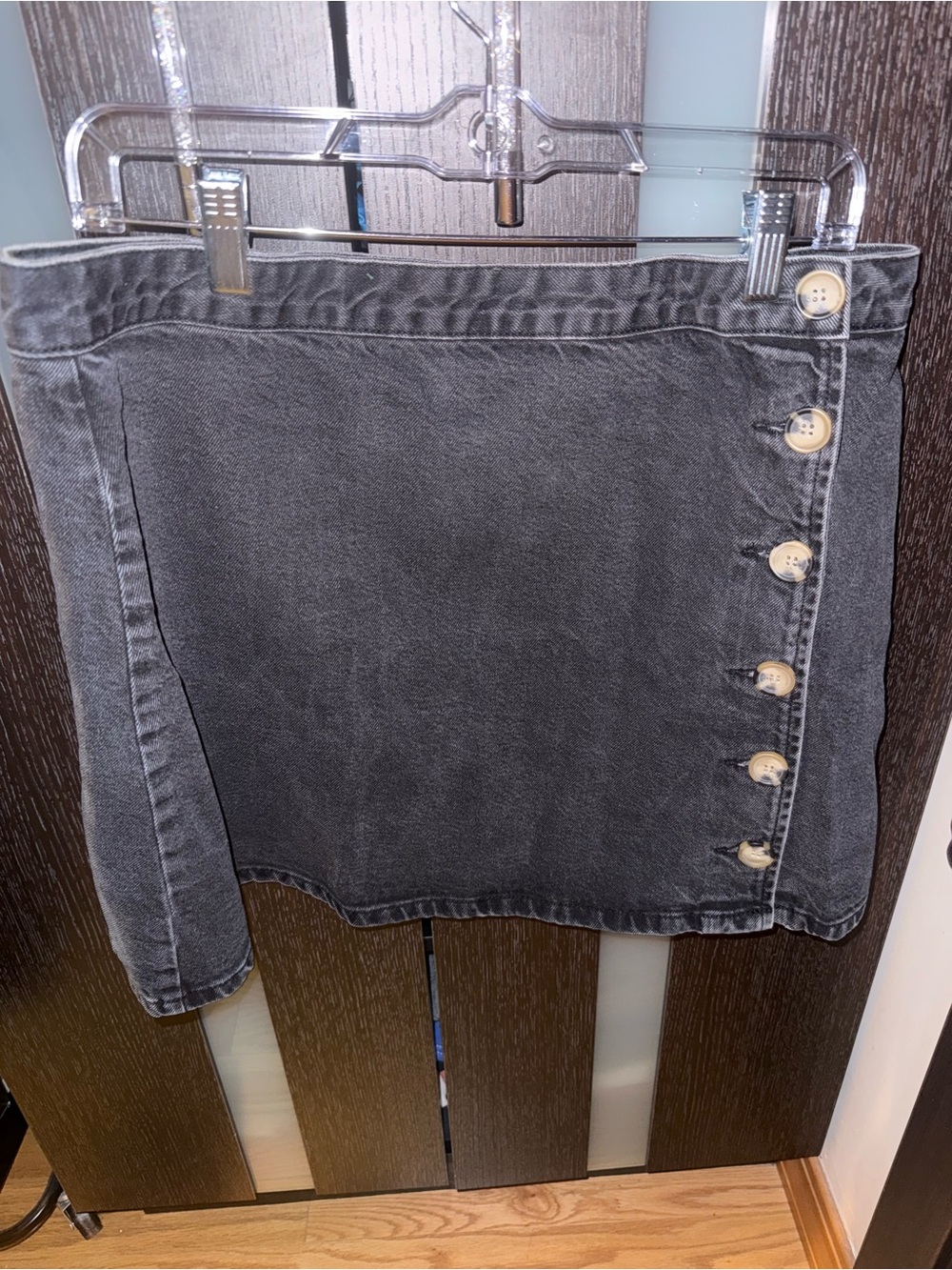 ASOS Curve Black Button-Side Denim Skirt Size 12/14